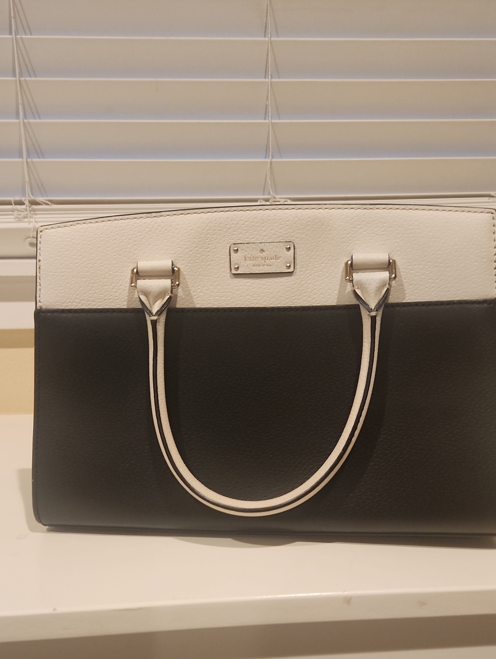kate spade Black and White Leather Two-Tone Satchel